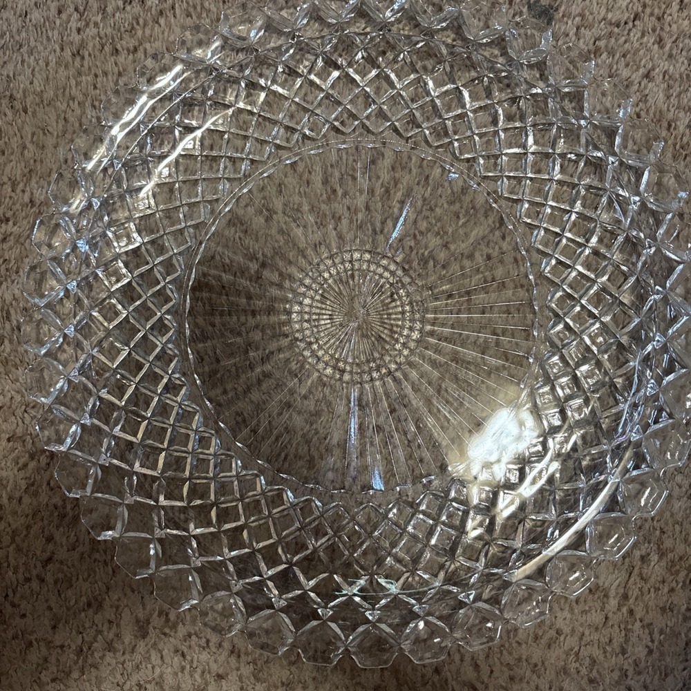 Vintage Anchor Hocking Waterford Waffle Pattern Cake Plate - 14"